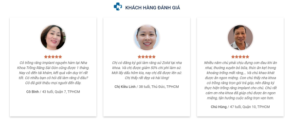 Review khách hàng về Nha khoa Trồng Răng Sài Gòn