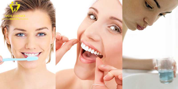 Một trong những phương pháp đơn giản và hiệu quả là sử dụng nước súc miệng và chỉ nha khoa để loại bỏ vết bẩn trên răng