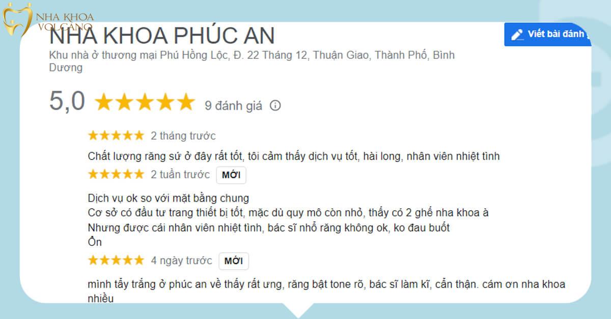 Phản hồi của khách hàng về Nha khoa Phúc An
